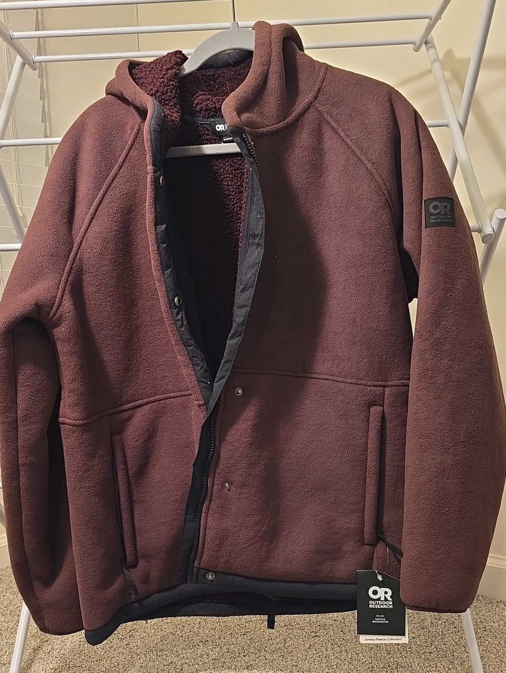 Outdoor Research Womens Zip-Up Hooded Fleece Jacket - Deep Brown